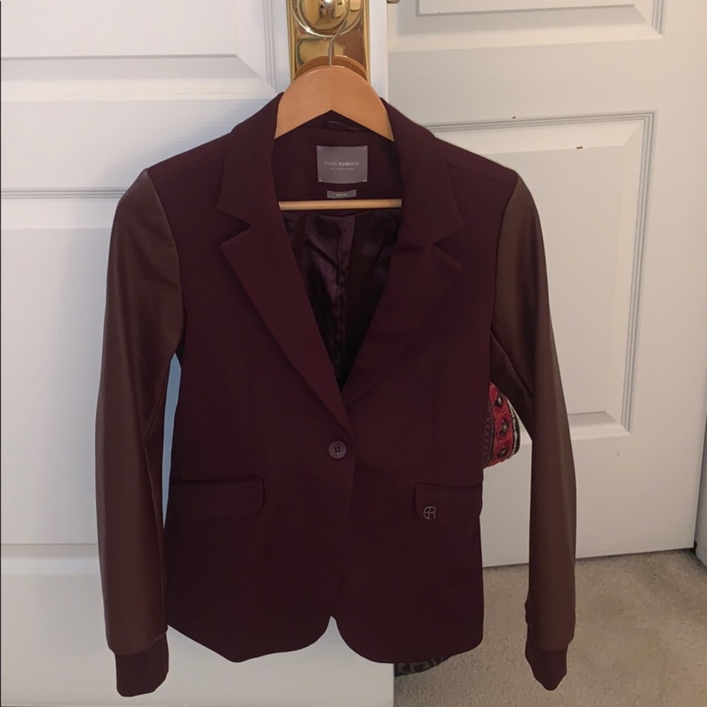 Elias Rumelis Red Burgundy Blazer Jacket